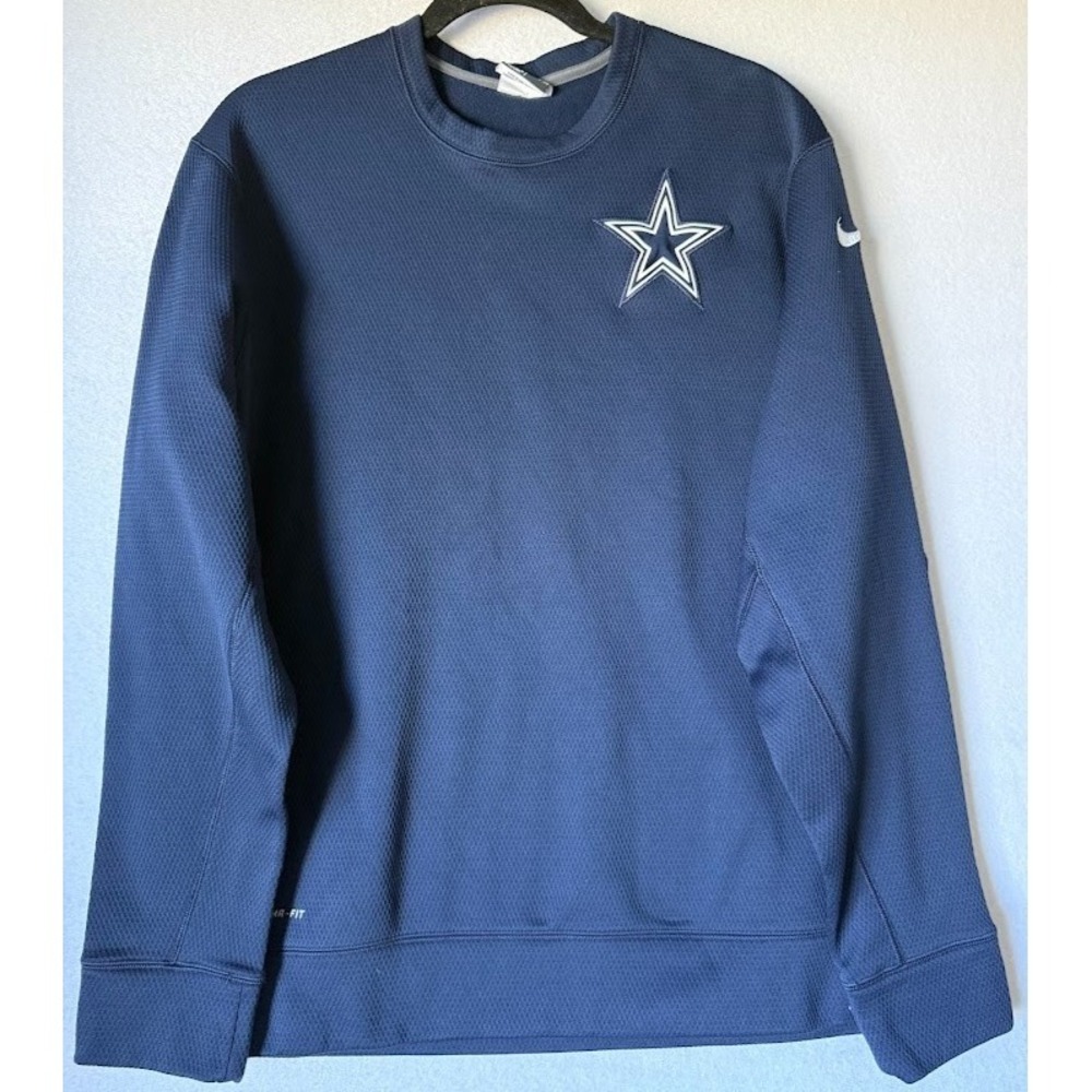 Nike Therma Fit Dallas Cowboy‎ NFL Men XL Blue Sweatshirt Crew Neck Casual Wear